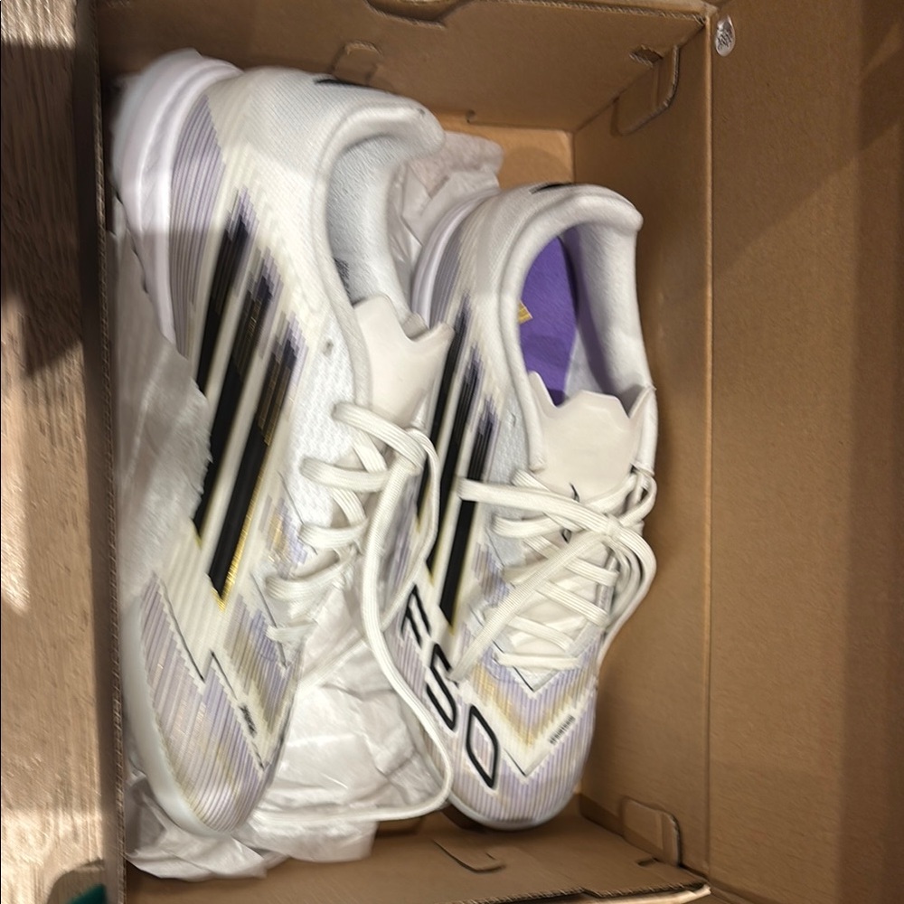 Adidas F50 White and Black Soccer Cleats